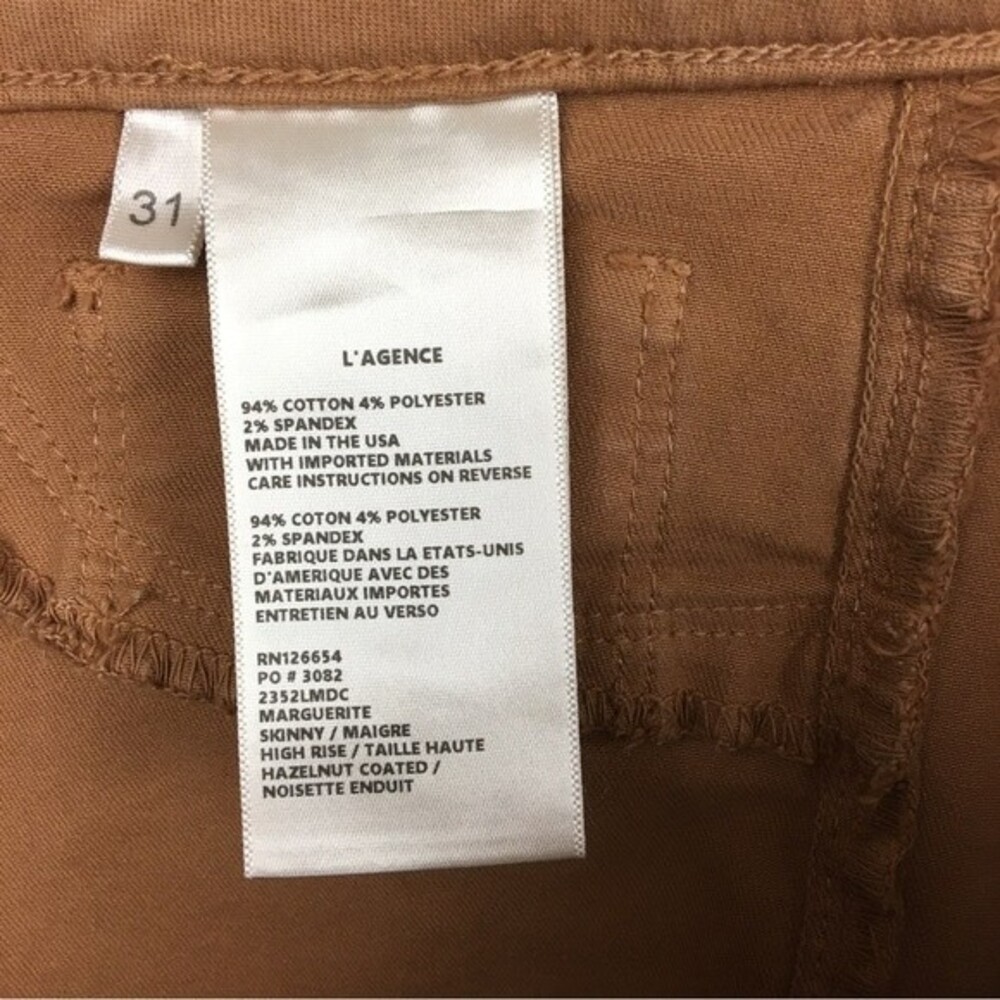 L’AGENCE Marguerite Huselnut Coated High Rise Skinny Jean Size 31 - Picture 10 of 13